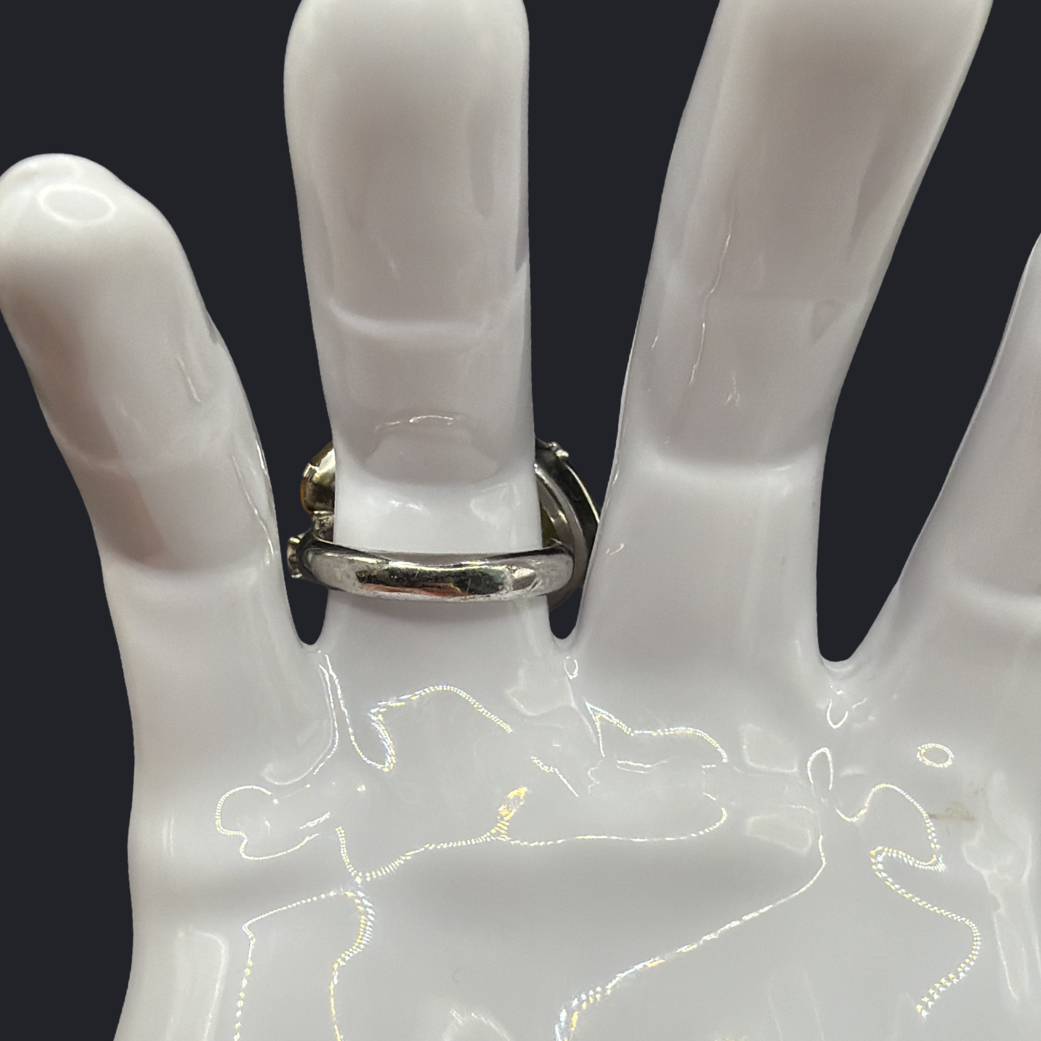 PALE GREEN RHINESTONE RING