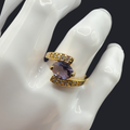 OVAL CUT GLASS STONE RING