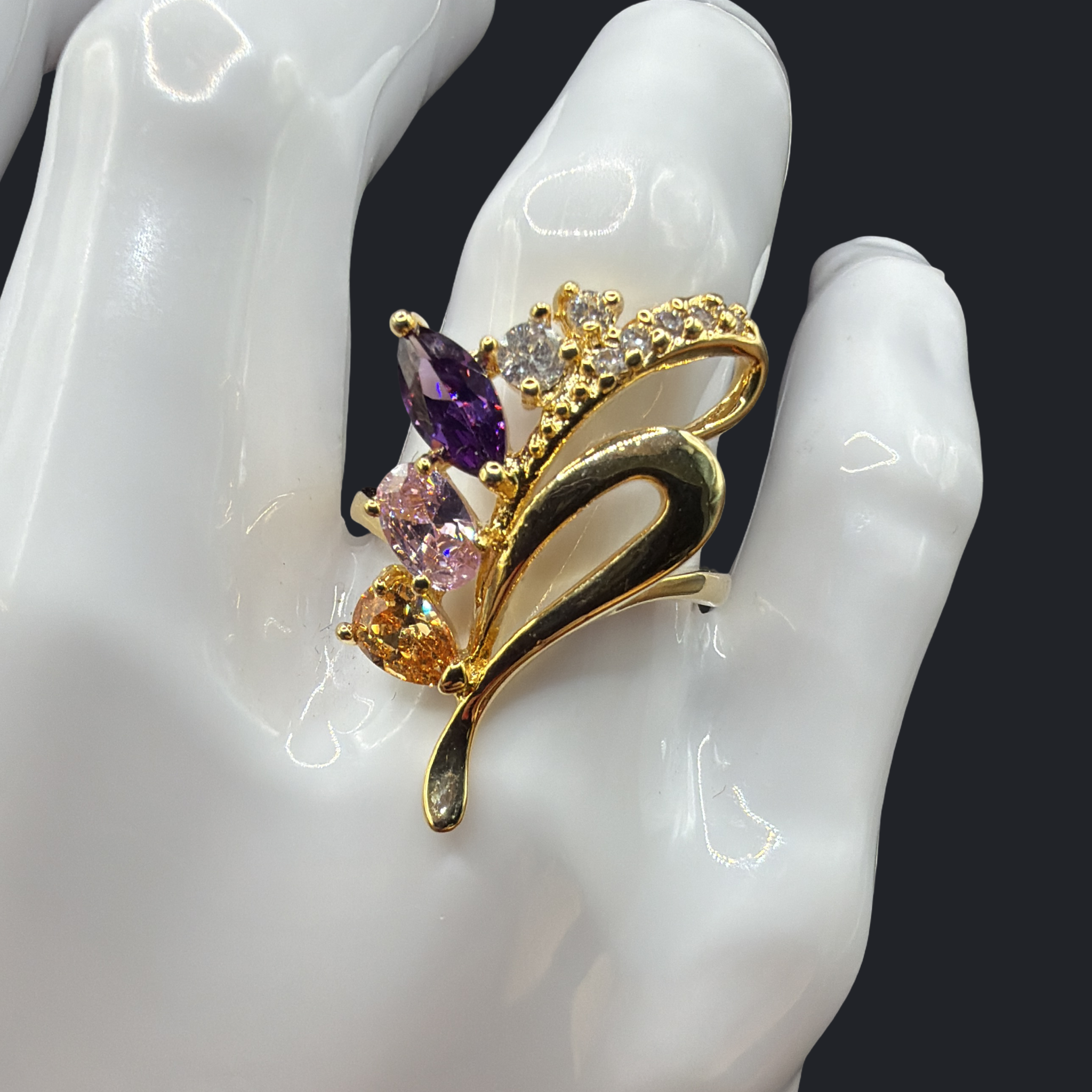 MULTI COLORED FLORAL RING