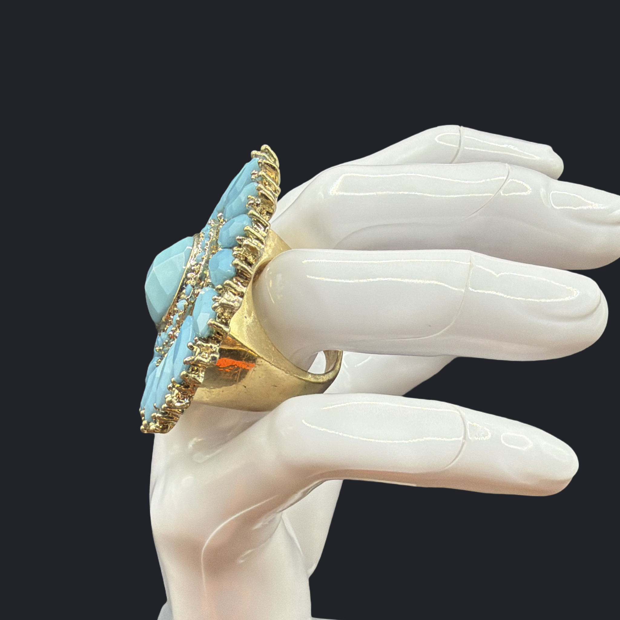 LARGE BLUE BEADED RING