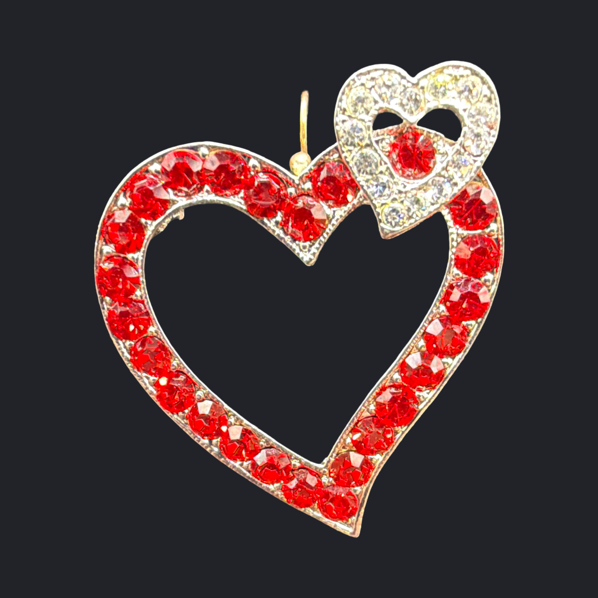 RHINESTONE HEART BROOCH OR PENDANT