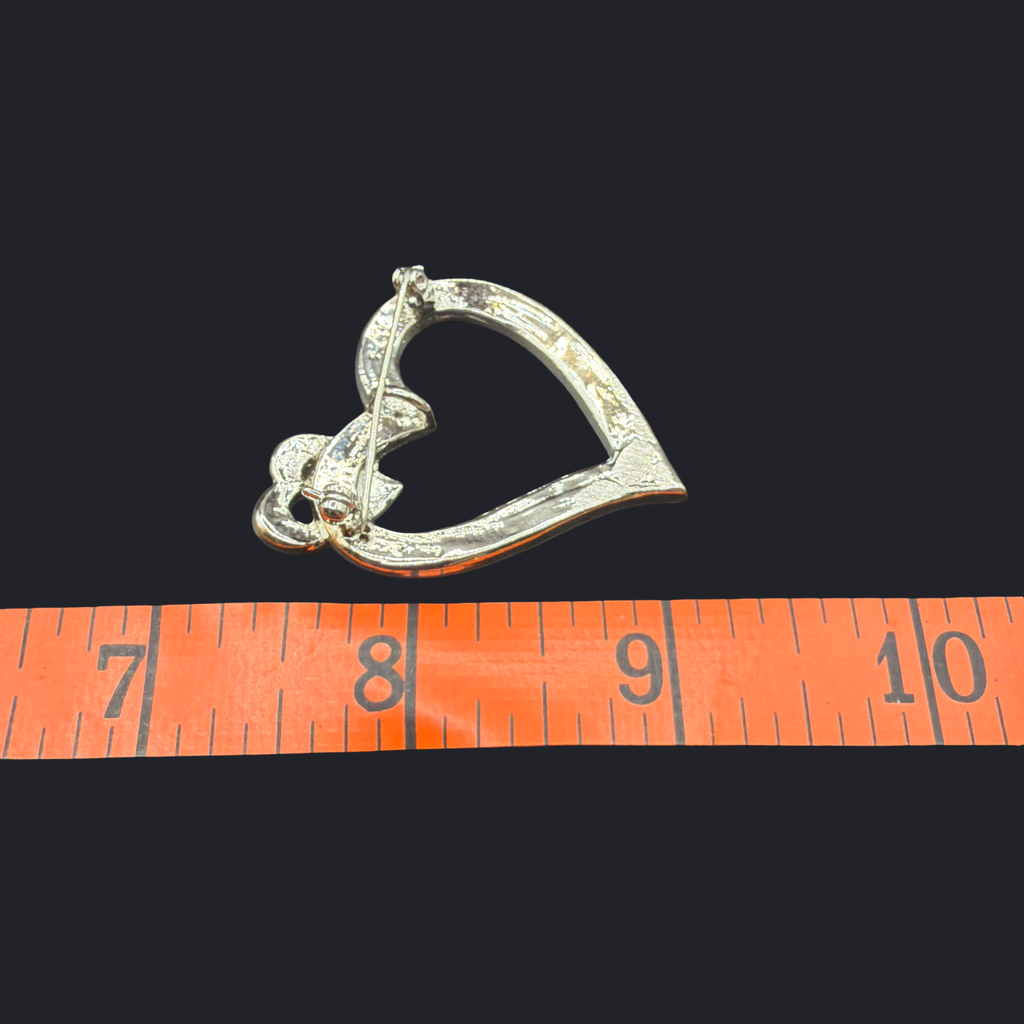 RHINESTONE HEART BROOCH OR PENDANT