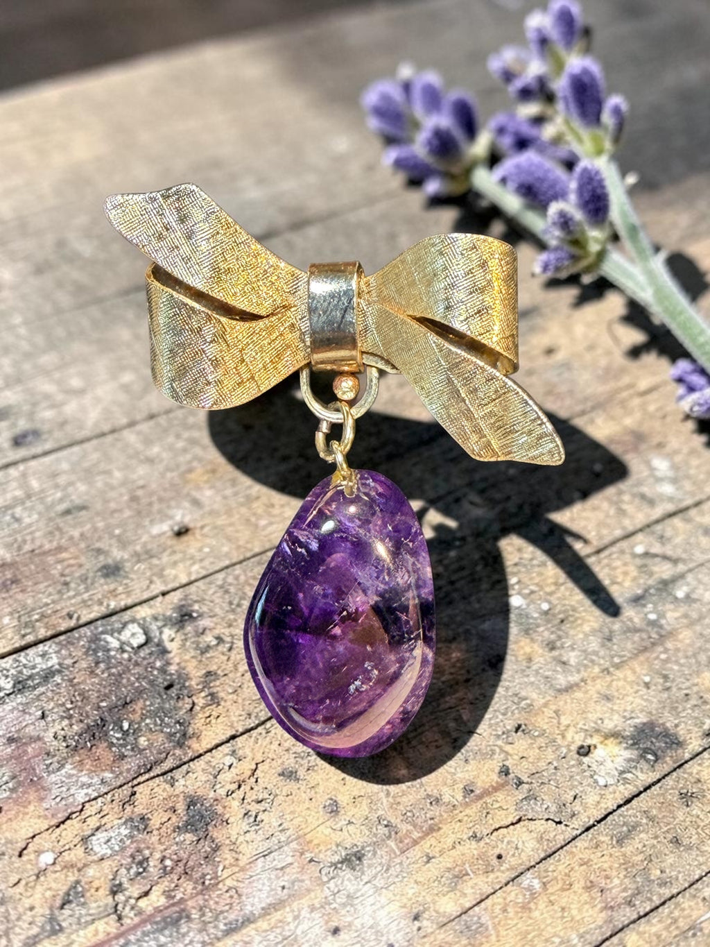 PURPLE STONE BROOCH