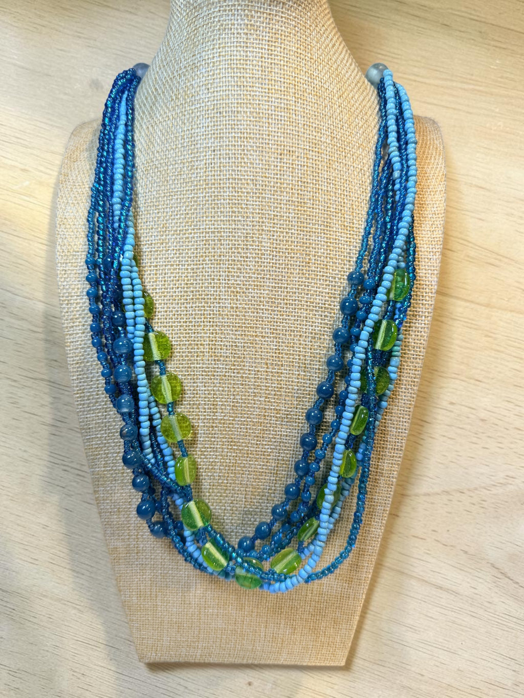 BLUE SEED BEAD NECKLACE
