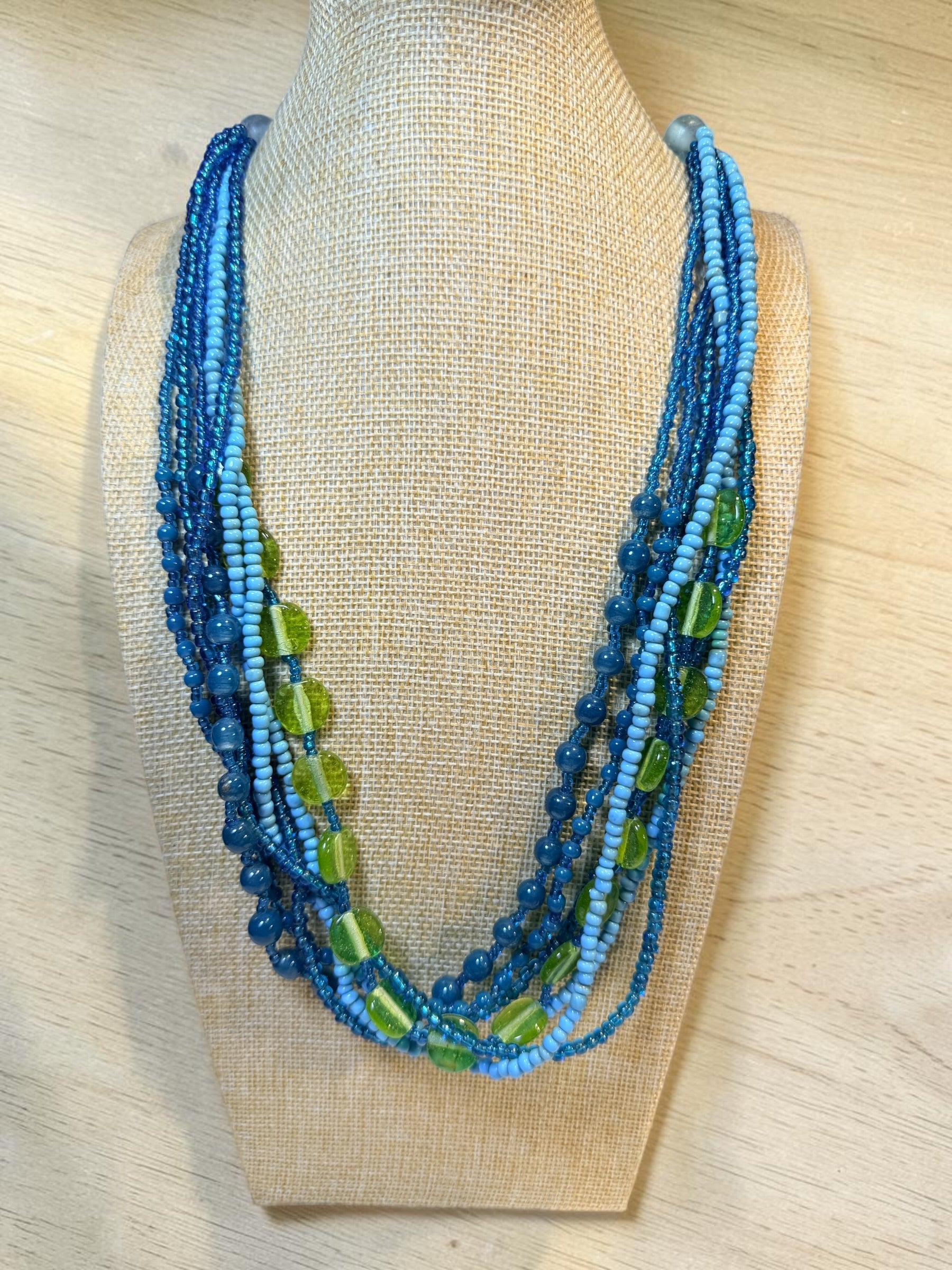 BLUE SEED BEAD NECKLACE