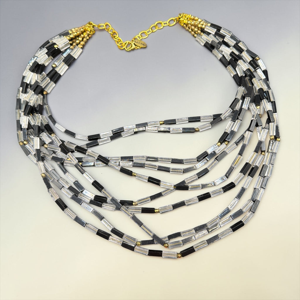 BLACK AND CLEAR BEADED SASSY JONES NECKLACE