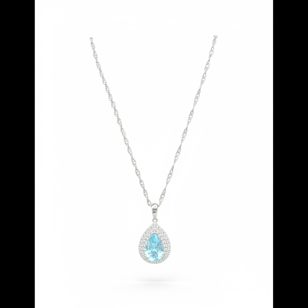 BLUE TEARDROP STONE PENDANT NECKLACE