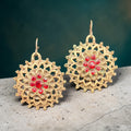 RED RHINESTONES CENTER EARRINGS