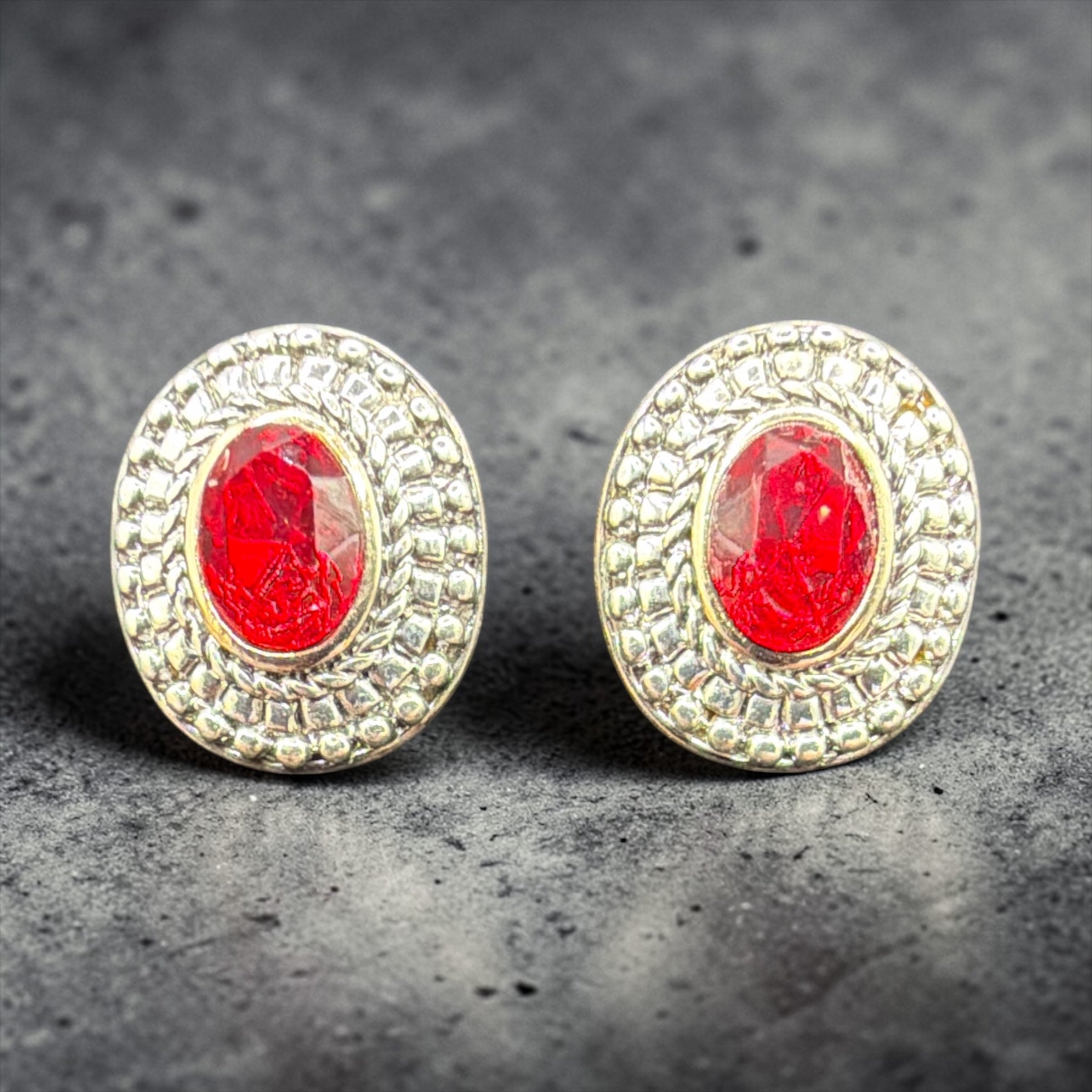 RED CENTER STONE EARRINGS