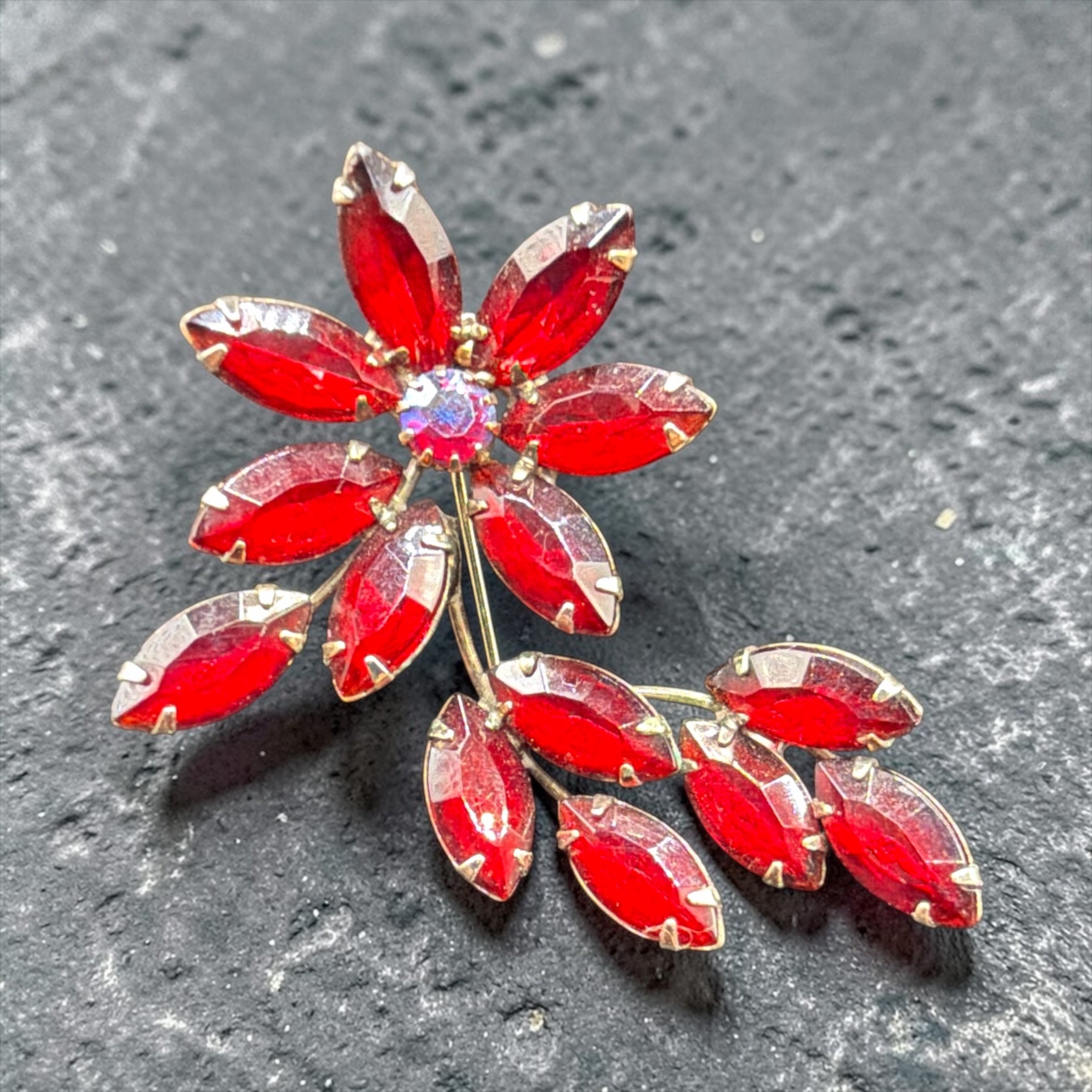 LARGE RUBY RED BROOCH