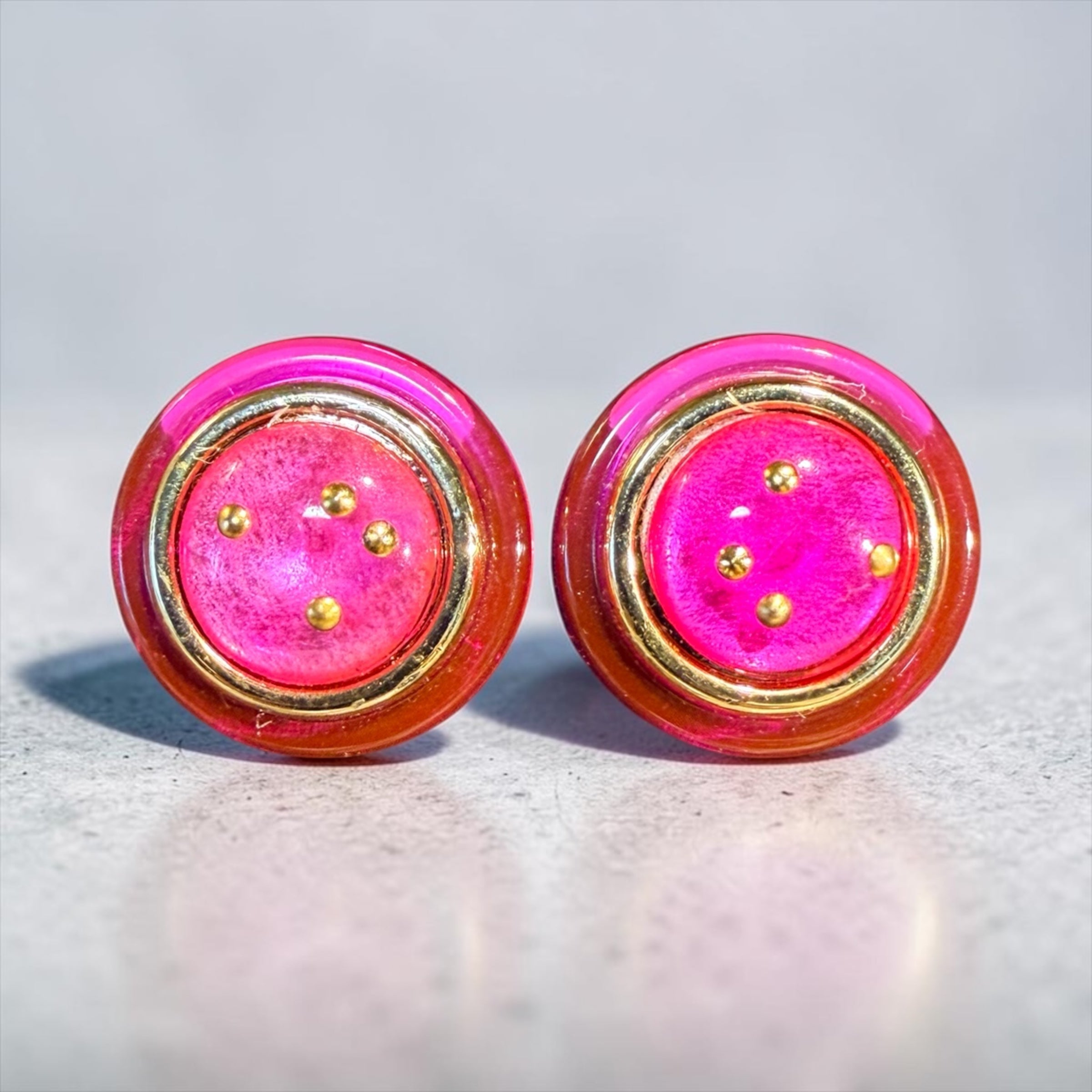 VINTAGE PINK AND GOLD EARRINGS