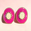 HOT PINK & WHITE ENAMEL EARRINGS